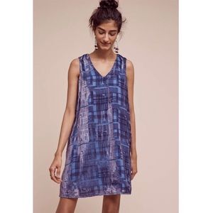 Anthropologie Blue Plaid Mini Dress